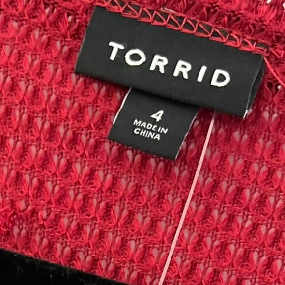 Torrid Plus-Size Rhubarb Waffle Long Sleeve V-Neck Lace Inset Sweather Sz 26 - Picture 3 of 8